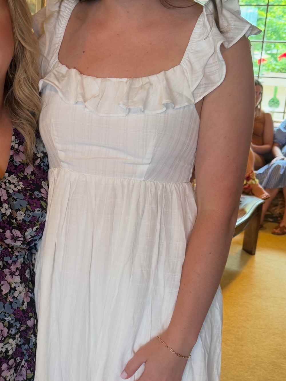 Amazon White Ruffled Midi Dress